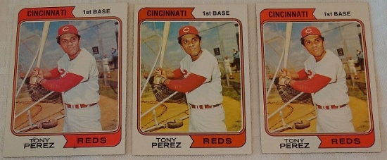 Vintage 1974 Topps MLB Baseball Card #230 Tony Perez 3 Different Color Variation Lot Reds HOF Expos