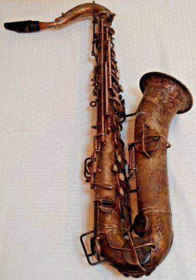 Vintage Sax Saxophone Buescher Musical Instrument Prop Selmer True Tone Low Pitch 1918 Antique
