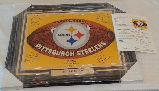 1950s Steelers Greats Autographed Team Signed 16x20 Photo JSA Framed Matted NFL 24 Signatures Stars