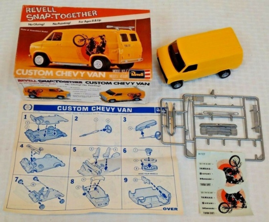 Vintage 1977 Revell Model Kit MIB Complete Custom Chevy Van Dirt Bike Snap Decal Original Box