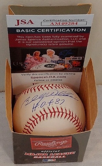 Billy Williams Signed Autographed ROMLB Baseball JSA Cubs HOF 1987 Inscription Clean Nice A's