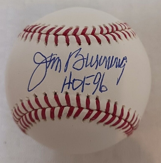 Jim Bunning Signed Autographed ROMLB Baseball JSA Sticker Only Phillies Tigers HOF Inscription MLB