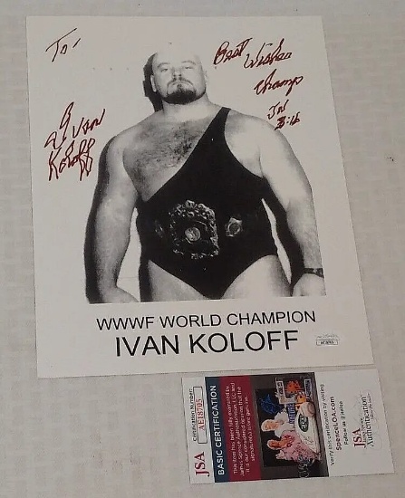 Ivan Koloff Autographed Signed 8x10 Photo WWF WWE JSA Wrestling WWWF Inscription COA