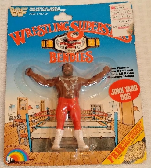 Vintage WWF LJN Wrestling Bendies Figure MOC WWE Bend 1980s Junkyard Dog JYD Toy