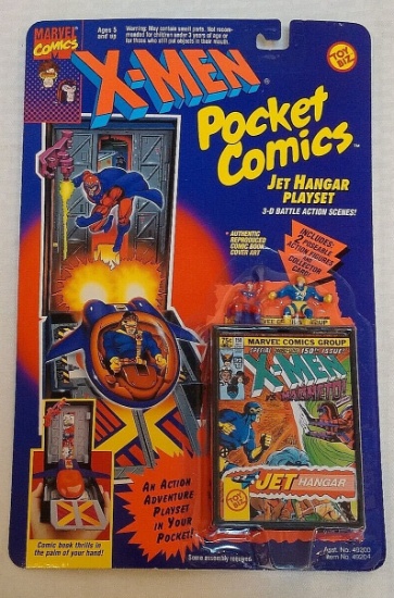 Vintage ToyBiz MOC X-Men Figure Pocket Comics Jet Hangar Cyclops Magneto Card 3D