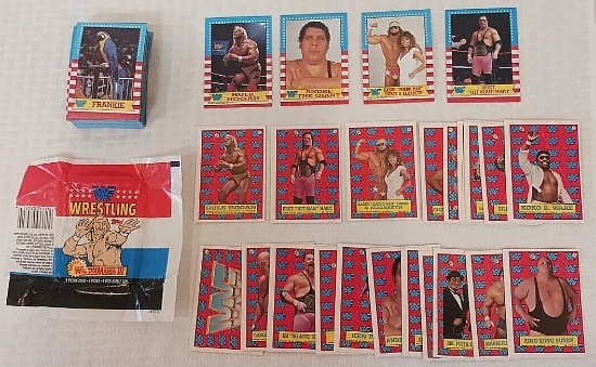 Vintage 1987 Topps WWF Wrestling Sticker & Card Complete Set 75 + 22 Wrapper Bret Hart RC WWE Hogan