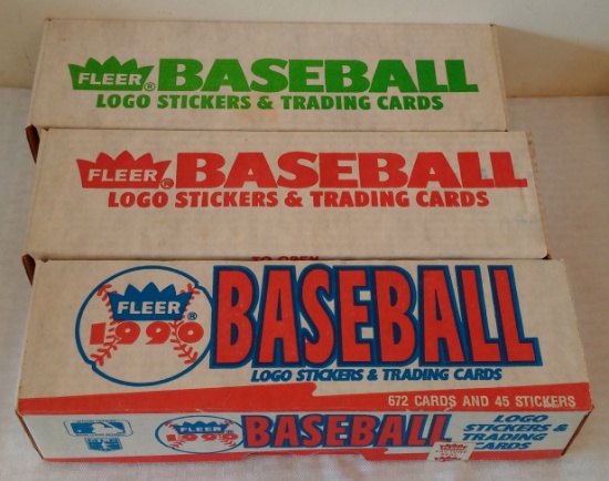 3 Fleer Factory Sealed MLB Baseball Card Set Lot 1988 1989 1990 Stars Rookies HOFers