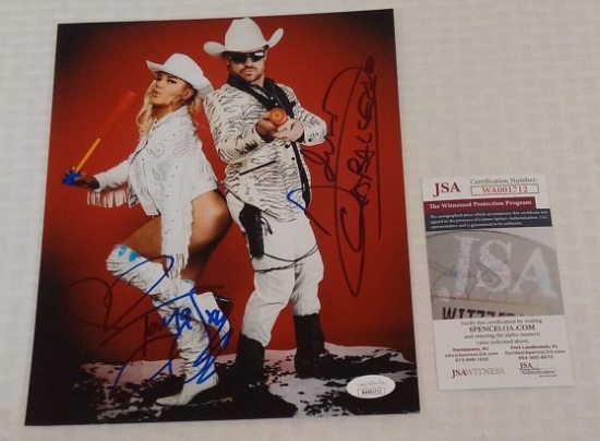 John Morrison & Taya Valkyrie Autographed Dual Signed 8x10 Photo JSA WWF WWE OVW AEW