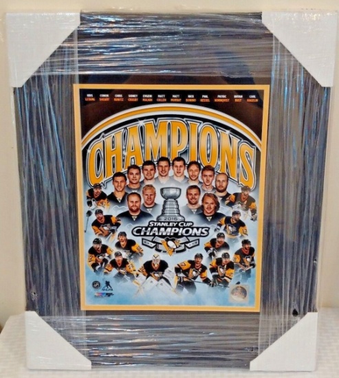2016 Stanley Cup Champions Penguins Framed Matted Photo NHL 18x22 Photofile Cave Hockey Crosby
