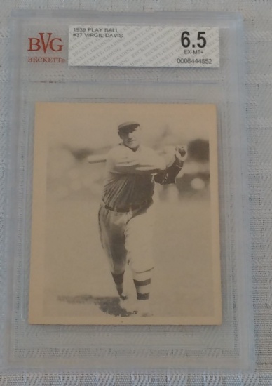 Vintage 1939 Play Ball MLB Baseball Card #37 Virgil Davis BVG 6.5 EX-MT+ Beckett GRADEd Phillies