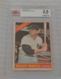 Vintage 1966 Topps MLB Baseball Card #50 Mickey Mantle BVG Beckett GRADFED 2.5 G VG Yankees HOF