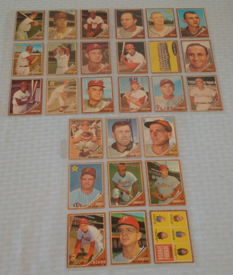 Vintage 1962 Topps MLB Baseball Philadelphia Phillies 27 Card Complete Team Set Stars