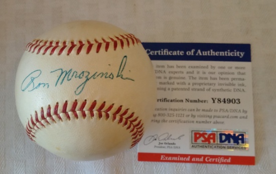 Ron Mrozinkski Autographed Signed Vintage Giles Baseball PSA COA Phillies MLB Spalding