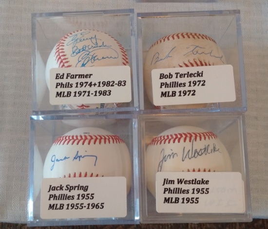 4 Autographed Signed ROMLB MLB Ball Lot Phillies Farmer Terlecki Spring Westlake