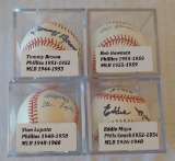4 Autographed Signed ROMLB MLB Ball Lot Phillies Brown Bowman Lopata Mayo
