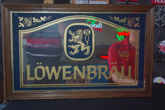 LowenBrau Beer Mirror 32x20 inches