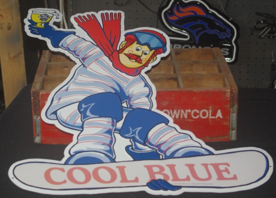 Pabst Blue Ribbon Beer Tin Cool Blue Skier