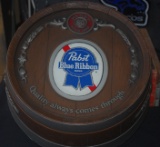 Pabst Blue Ribbon Beer Barrel Hanging Plastic in Mint Condition Advertising