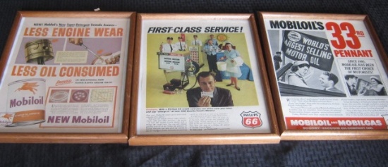 Mobile, Phillips 66 and Mobilegas Advertising, all in pictures frames, 3X THE MONEY