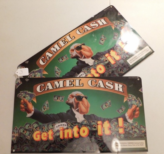 2 Plastic Camel Cash Signs Both for one money, Need cleaning