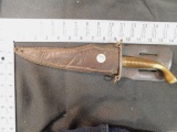 Nicholas 7 inch Blade, Fighting Knife IN Alfred Cornish Omaha Ne. Leather Sheath