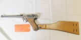 German Nazi Luger 9mm, Tanker Artillary long barrel Pistol, with Wood stock, 1 Clip, in Good Condtio