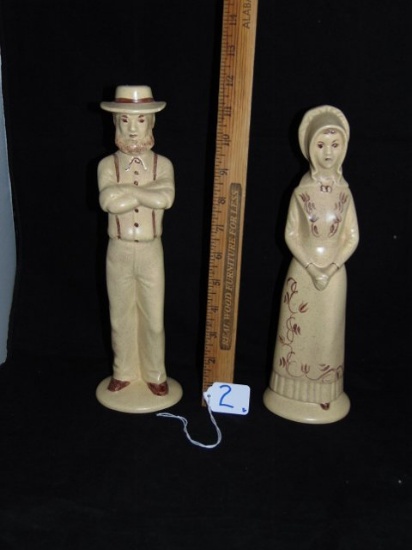 Tall Ceramic Amish Couple Figurines