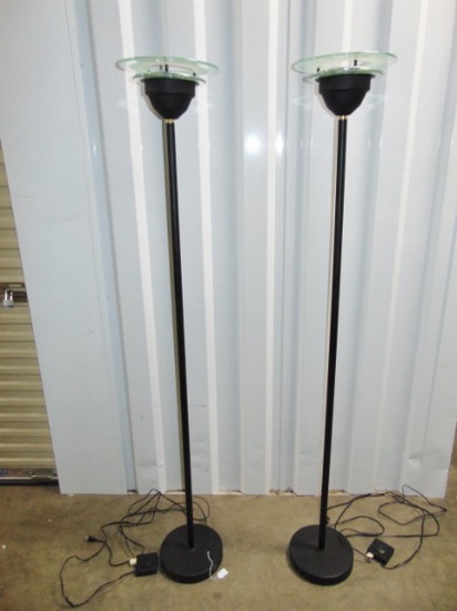 2 Very Nice Metal Floor Lamps W/ Foot Control Dimmer Switch