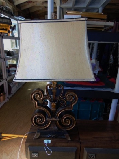 Modern Bronze Tone Fleur De Lis Table Lamp