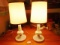 Matching Set Of Vtg Painted White Glass Table Lamps