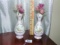 Vtg Ardalt Japan, Lenwile China, Hand Painted Vases W/ Faux Flowers