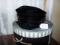 Vtg Ladies Black Velour Hat W/ Gold Side Pin