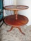 Vtg Solid Cherry Wood 2 Tier Side Table W/ Claw Feet