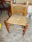 Vtg Solid Wood Childs Chair W/ Woven Seats