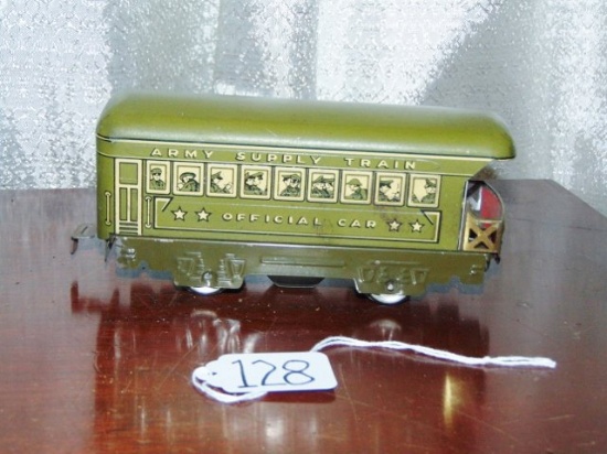 Vtg Pre War Marx Army Supply Train Official Car