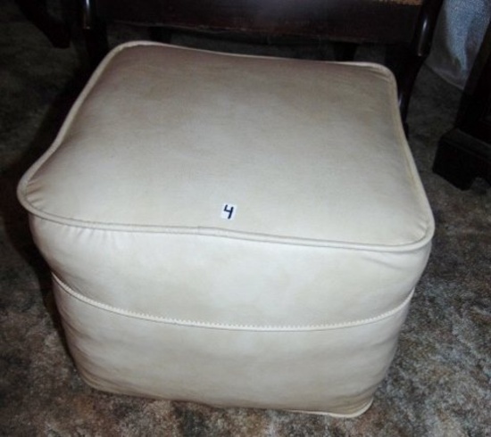 Vtg Leather Covered Ottoman