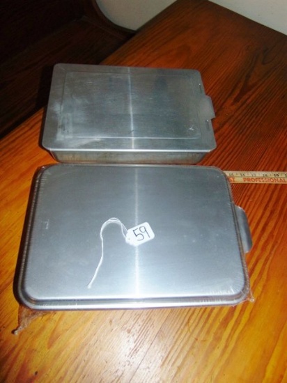 2 Vtg Mirro Aluminum Covered Cake Pan