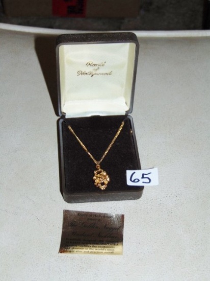 24 Kt Gold Electroplated " The Golden Nugget Pendant & Necklace " By Ronte' Of Hollywood