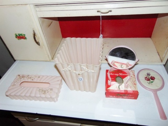 Vtg Pink Celluloid Bedroom Set