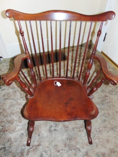 Vtg Cherry Wood Rocking Chair W/ Carved Claw Hand Rests