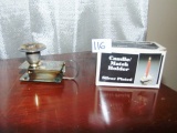 N I B Silver Plated Finger Hold Candle & Match Holder