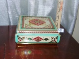 Vtg Tin Lithographed Hinged Lid Box Made In Western Germany