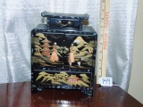 Vtg Black Lacquered Wood Japanese Jewelry Box By G M C O Japan