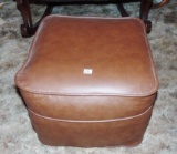 Vtg Leather Covered Ottoman
