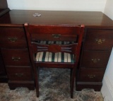 Vtg Mid Century Solid Cherry Wood Desk W/ Chair