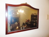 Vtg Wall Mirror In A Mahogany Frame W/ Gilded Top