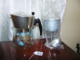 Vtg Never Used Douglas Flameproof Stovetop Coffee Percolator Pot Gold W/ Tea Bulb