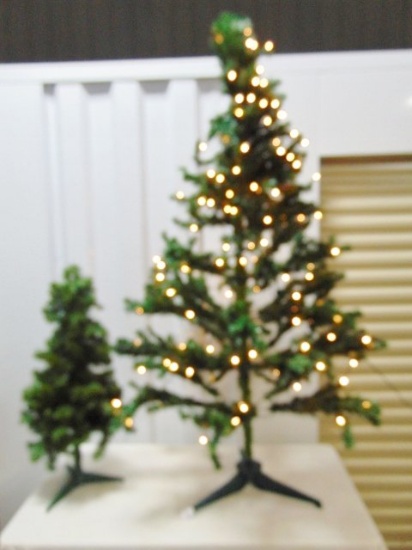 Small 3 Foot Christmas Tree & A 5 1/2 Foot Prelit Christmas Tree