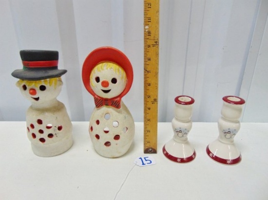 2 Sets Of Christmas Candle Holders