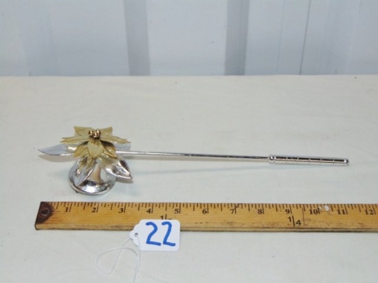 Silver Plate W/ Gold Plate Flower Candle Snuffer